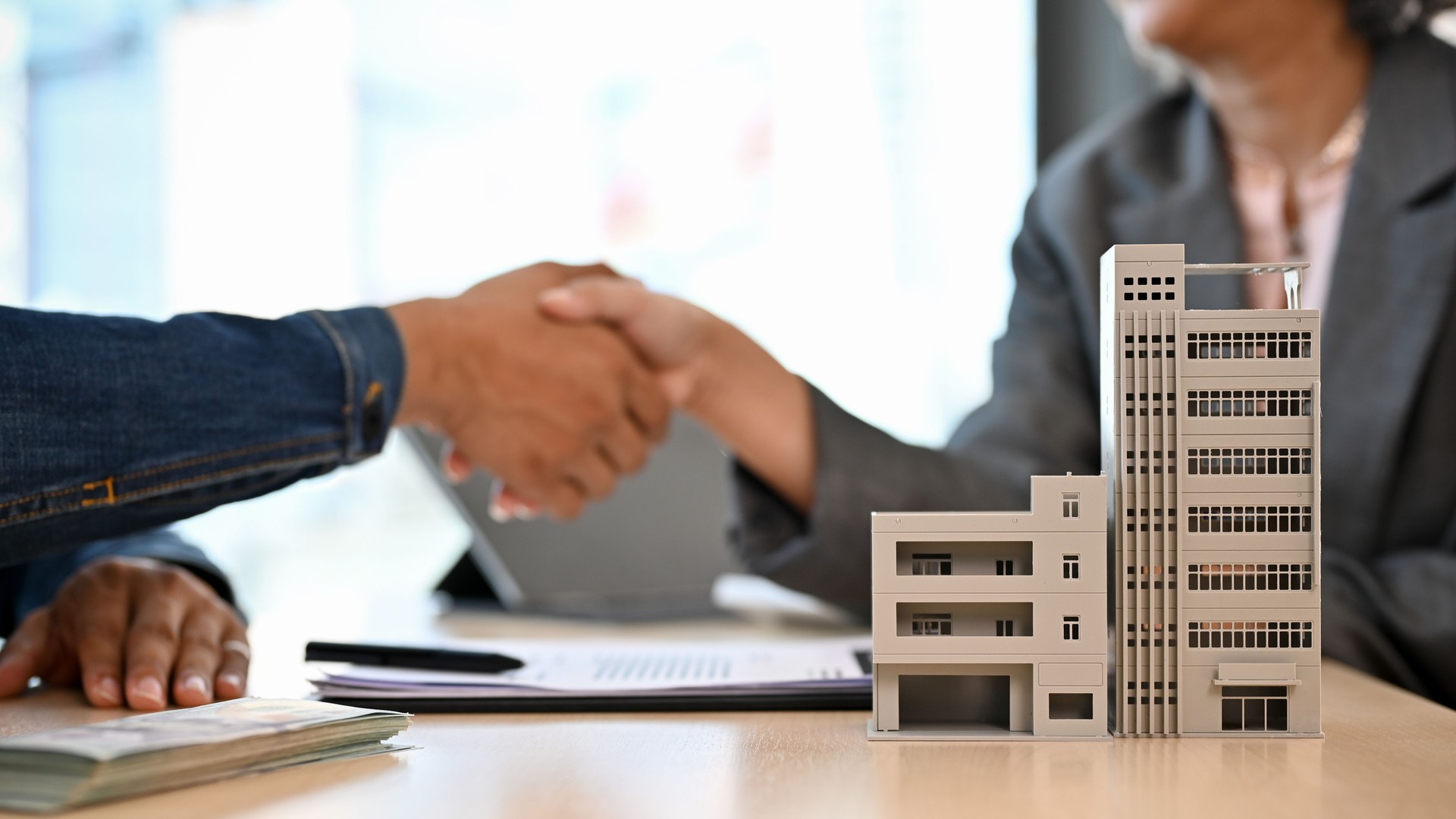 Modern building or condominium model on the table